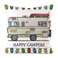 Weißer Kissenbezug mit Happy Campers Wohnmobil und bunten Eulen-Illustrationen - Geflügeltes Logo Wohnmobil (11)