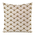 Square faux silk cushion cover with brown geometric shell pattern on white background - Brown Shell Pattern (9)
