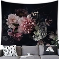 Vintage floral wall tapestry with peony and lily pattern on a dark black background - 150x100(Peach Skin) / Pattern 2