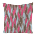 Fodera per cuscino quadrata in finta seta con motivo a onde rosa e blu astratto - Motivo Foglia Onda Rosa Blu Marrone (2)