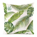 Square silk cushion cover featuring watercolor tropical monstera and palm leaves - 18x18 Inch / Realistic Watercolor Green Leaf Style (5)
