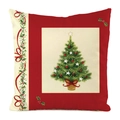 Christmas tree satin decorative pillowcase in red and cream for festive home sofa decor - Star Ball Christmas Tree Style (8)
