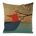Fox print decorative cushion cover in faux silk material for home sofa decor - Fox Boating On Lake (7)