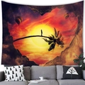 Tapiz de pared con paisaje de atardecer surrealista sobre un sofá gris moderno - Globo Aerostático Al Atardecer Surrealista (Estilo 5) / 100X70