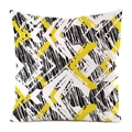 Federa quadrata in finta seta con motivo geometrico astratto giallo e nero - Tratti Geometrici Giallo Nero Bianco (4)