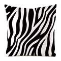 Detailed view of square zebra print pillow cover with high-quality faux silk texture - 18x18 Inch / Classic Zebra (11)