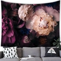 Floral wall tapestry with purple and pink peonies over a grey sofa for home decor - 150x100(Peach Skin) / Pattern 1