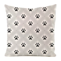 Detailed view of square pillowcase featuring black animal paw prints and grey diamond lines - 18x18 Inch / Geometric Line Paw (10)