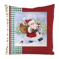 Christmas tree faux silk pillowcase featuring red santa claus and green plaid accents - Santa Claus Snow Pine Style (9)