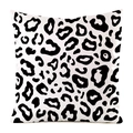 Detailed view of square pillowcase featuring a bold black and white leopard print design - 18x18 Inch / B&W Leopard Print (16)