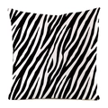 Detailed view of the smooth faux silk texture and black and white zebra print pattern - 18x18 Inch / Rhythmic Zebra (14)