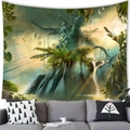 Tapiz de bosque tropical de fantasía con árboles antiguos y cascada sobre un sofá gris - Cascada De Bosque De Fantasía Tropical (Estilo 7) / 100X70