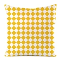 Modern square faux silk cushion cover featuring a bright yellow and white harlequin pattern - Yellow White Rhombus (12)