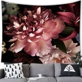 Bloemenwandkleed van geborstelde stof met roze pioenen en rode lelies bij grijze bank - 100x70(Perzikhuid) / Patroon 3
