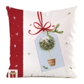 Christmas tree faux silk pillowcase with red white patchwork and festive ribbon - Hanging Label Potted Tree Bow Style (12)