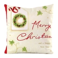 Christmas tree wreath faux silk cushion cover with Merry Christmas greeting print - Merry Christmas Greetings Style (13)