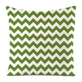Square decorative pillow case with grass green and white chevron wave pattern - Grass Green White Wave (8)