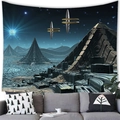 Sci-Fi Wandteppich mit Pyramiden und leuchtendem Planeten für die Heimwanddekoration - 100x70(Pfirsichhaut) / Außerirdische Pyramide (12)