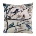 Fodera per cuscino in finta seta con uccelli blu stile pittura per decoro divano - 45x45cm / Motivo Uccelli Su Ramo Pittura A Olio (1)