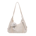 Sac fourre-tout minimaliste en nylon beige en forme de croissant avec charm nuage - Avec Pendentif / Blanc