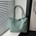 Borsa tote verde chiaro minimalista per donna con grande capacità e manici resistenti - Verde