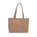 Minimalist khaki tote bag with spacious interior and long leather shoulder straps - Khaki