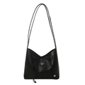 Borsa a secchiello nera minimalista con coulisse a fiocco e ciondoli a sfera in metallo - Nero