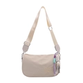 Minimalist beige crescent underarm bag with adjustable strap and colorful pendant - With Pendant / Light Khaki