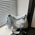 Borsa a tracolla toast verde menta a righe con tracolla regolabile per il tempo libero - Blu