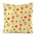 Square pillowcase with retro pop-style orange and yellow concentric circle pattern - Beige Background Orange Green Concentric Circles Style (Pattern 13)