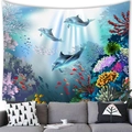 Arazzo decorativo con mondo marino, delfini e barriera corallina per salotto - 100X70 / Dolphin Tropical Fish (13)