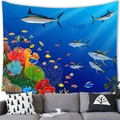 Arazzo oceanico con pesce vela e barriera corallina sopra un divano grigio - 100X70 / Deep Sea Exotic Fish (11)