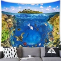 Dettaglio dell'arazzo murale con isola tropicale e vibrante barriera corallina - 100X70 / Island and Undersea Dual World (9)