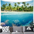 Detail eines Wandteppichs mit tropischem Strand und Korallenriff im Wohnzimmer - 100X70 / Pfirsichhaut / Küsten-Villa Clownfisch (9)