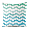 Square cushion cover with blue and turquoise watercolor wave patterns on white fabric - Teal Blue Gradient Wave (13)
