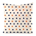 Faux silk pillow cover with navy and orange polka dots on a cream background - Cream Background Navy Orange Polka Dot Style (Pattern 15)