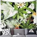 Tenture murale perroquet blanc et feuilles de palmier au-dessus d'un canapé gris - Style Perroquet Blanc Fond Noir (11)
