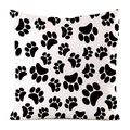 Square faux silk pillowcase featuring a black animal paw print pattern on a white base - 18x18 Inch / Minimalist Paw Print (7)