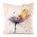 Artistic watercolor pillowcase featuring yellow butterfly and purple floral motifs - Butterfly and Purple Floral Pattern (2)