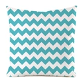Blue and white chevron pattern cushion cover in faux silk fabric for home sofa decor - Dark Blue White Wave (14)