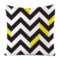 Faux silk sofa cushion cover with modern black, white, and yellow chevron wave patterns - Black White Yellow Chevron (15)