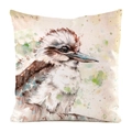 Kookaburra watercolor art print on faux silk square decorative sofa cushion cover - Kookaburra Illustration Pattern (4)