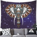 Bohemian mandala elephant tapestry with starry purple galaxy background for wall decor - 150x100 / Mandala Elephant - Purple Starry Sky (6) / Peach Skin