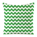 Square cushion cover featuring classic green and white wave chevron pattern in silk-like fabric - Green White Zigzag (16)