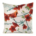 Kissenbezug aus Seidenimitat mit rotem Kardinalvogel auf Blumenästen, quadratisch - 45x45cm / Vintage Illustration Kardinalvogel Muster (6)
