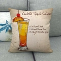 Cocktail Kissenbezug mit Tequila Sunrise Rezept Illustration auf beigem Canvas Stoff - Tequila Sunrise Muster (2)