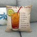 Long Island Iced Tea Rezept Kissenbezug aus Leinen auf einem grauen Sofa - Long Island Iced Tea Muster (3)