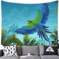 Tropical Macaw Parrot wall tapestry for living room decor with lush jungle and blue sky - Flying Macaw Style (2) / 150x100(Peach Skin)