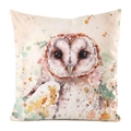 Artistic square pillowcase with owl watercolor painting and decorative ink splatters - Artistic Owl Watercolor Pattern (5)