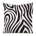 Modern square pillowcase featuring a bold black and white zebra pattern in faux silk material - Wavy Zebra Print
